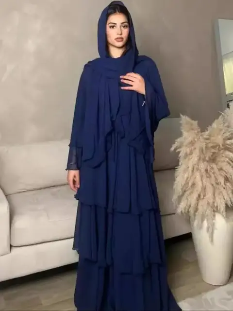 Robe longue en mousseline de soie pour femmes musulmanes, Abaya ouverte, Dubaï, Turquie, Islam, Arabe, Robe musulmane, Caftan marocain