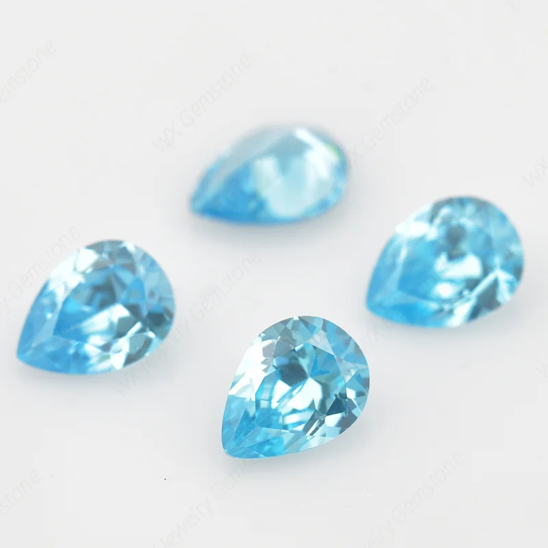 

2x3-15x20mm Pear Shape Sea Blue AAAAA Cubic Zirconia Synthetic Gems CZ Stone Beads For Jewelry Making Free Shipping Wholesale
