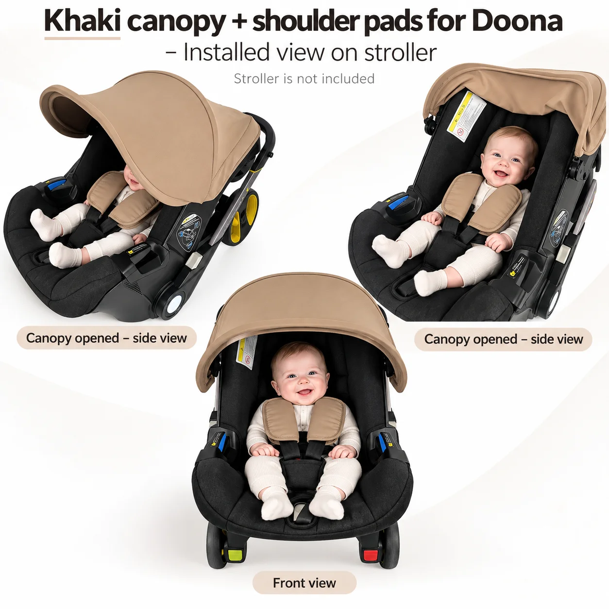 3-Piece Replacement Canopy & Shoulder Pads Compatible With Doona+ Car Seats And Strollers - Soft Fabric Thickened Design