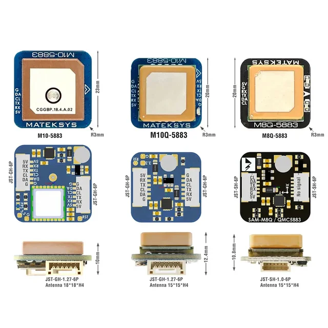 Matek Systems GNSS M10Q-5883  M10 GPS with Compass QMC5883L Module Digital AirSpeed 4~9V For FPV Racing Drone 6