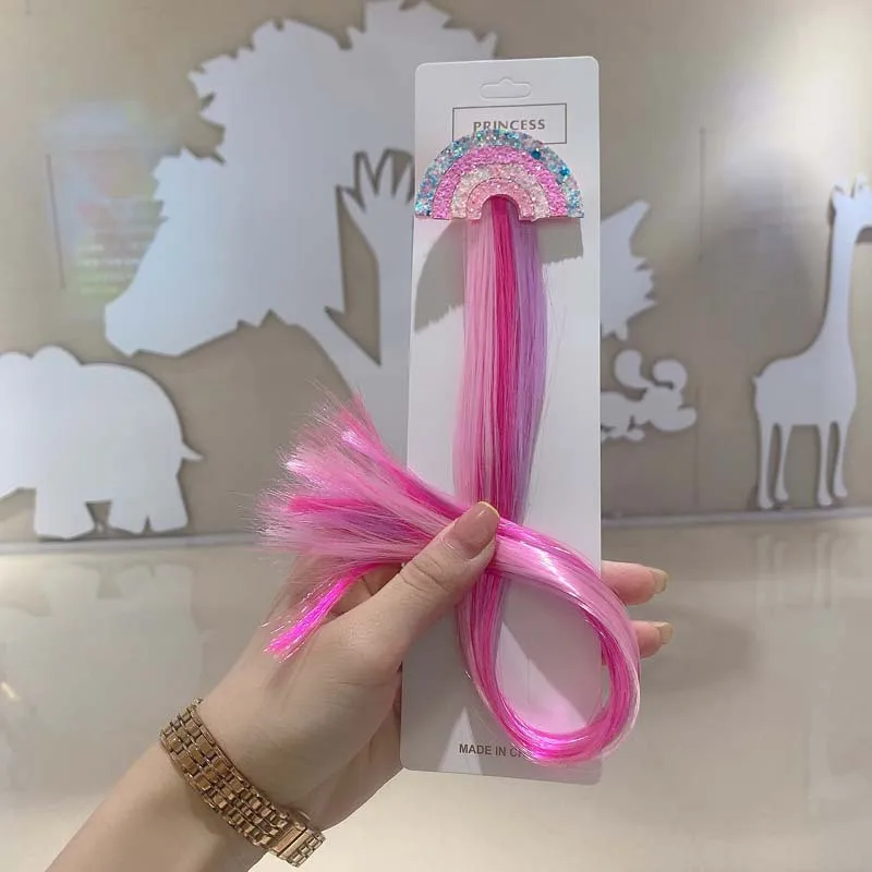 Einhorn Bunte Perücken Haarspange Kinder Geschenk Mädchen Einhorn Geburtstag Party Dekoration Gefälligkeiten Regenbogen Kopfbedeckung Zöpfe Zubehör – Detail 5