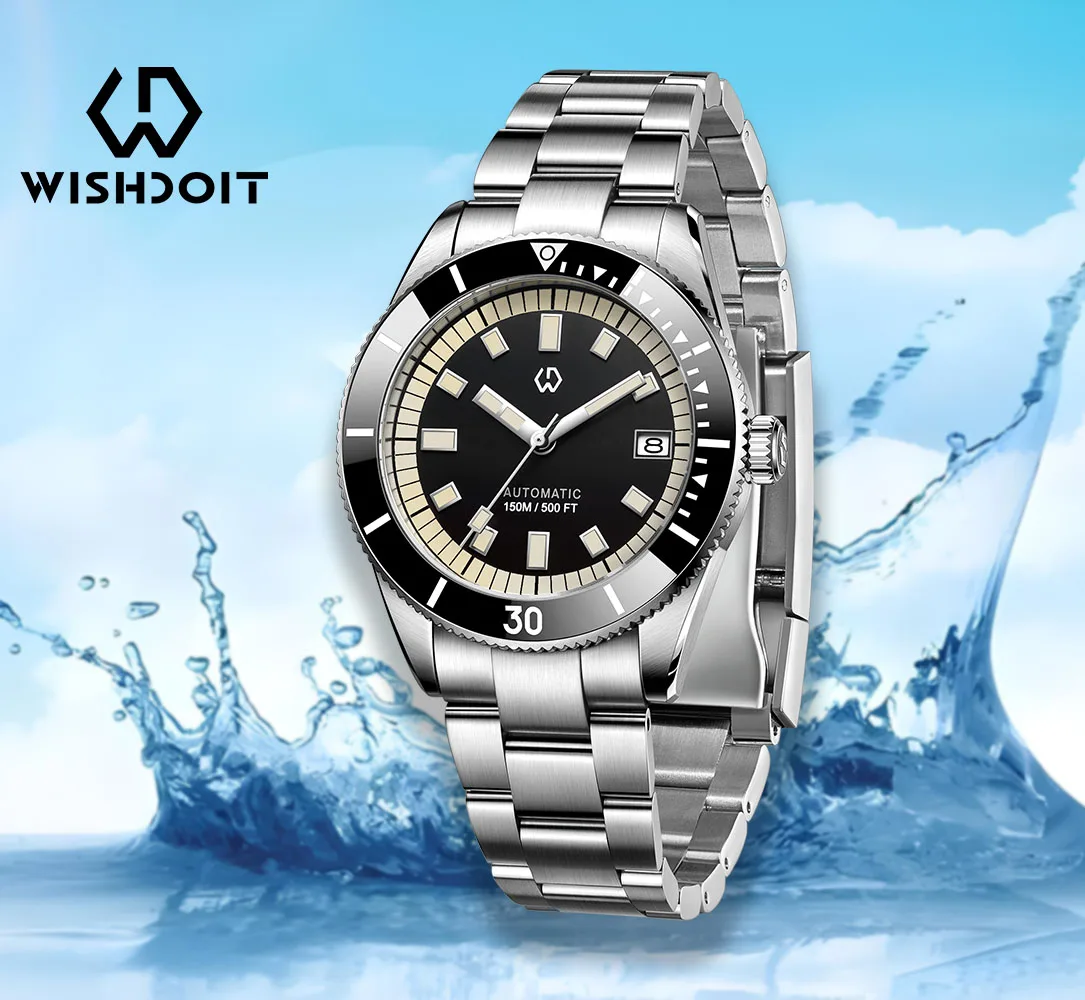Mechanical Watch Diver Watch WISHDOIT Men's Automatic Super Luminous Bezel Mechanical Watch Japan NH35 150 Waterproof Diving Production