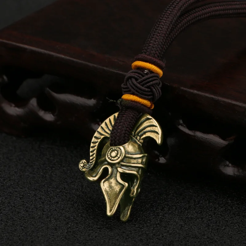 Outdoors EDC Tool Brass Spartan Roman Warrior Helmet Knife Beads Lanyard Pendant DIY Paracord Bead Woven Rope Bracelet Accessory paracord accessories paracord bracelet paracord bracelet accessories paracord lanyard pendants