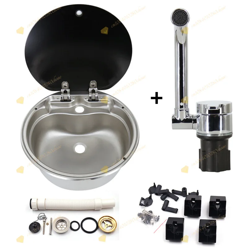 RV Sink with Covered Kitchen Sink Wash Trough Folding Flap Single Sink Stainless