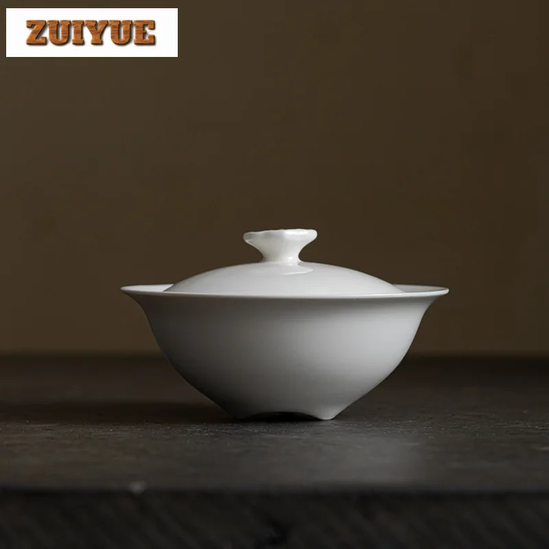 Tea set Japanese Style Plant Ash Handmade Cover Bowl Household Kung Fu Set Ancient Tea Tureen Tea Maker Gaiwan for Decoration 125ml