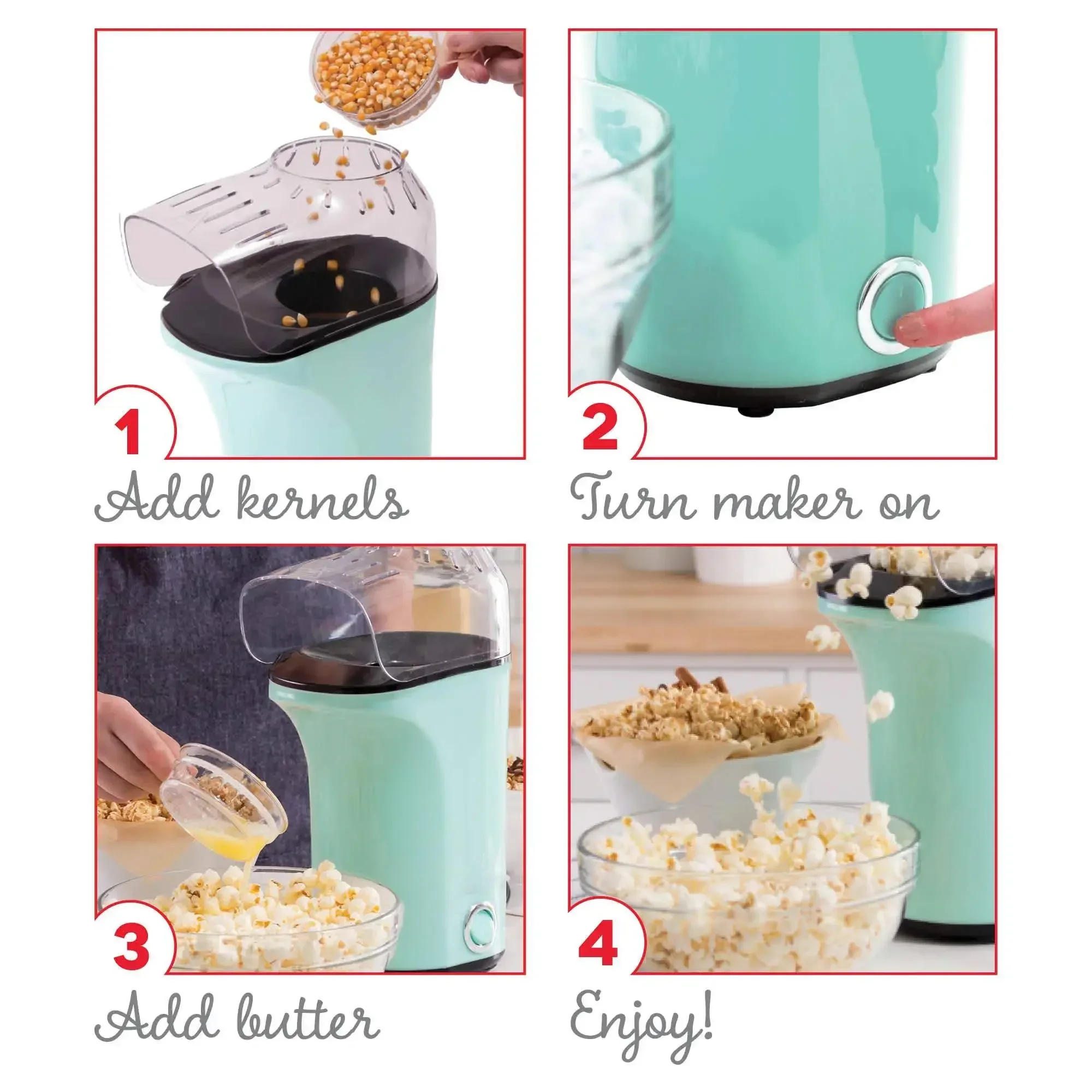Electric Portable Popcorn Maker, Popcorn Machines with Overheating Protection, for Birthday Party and Home Together