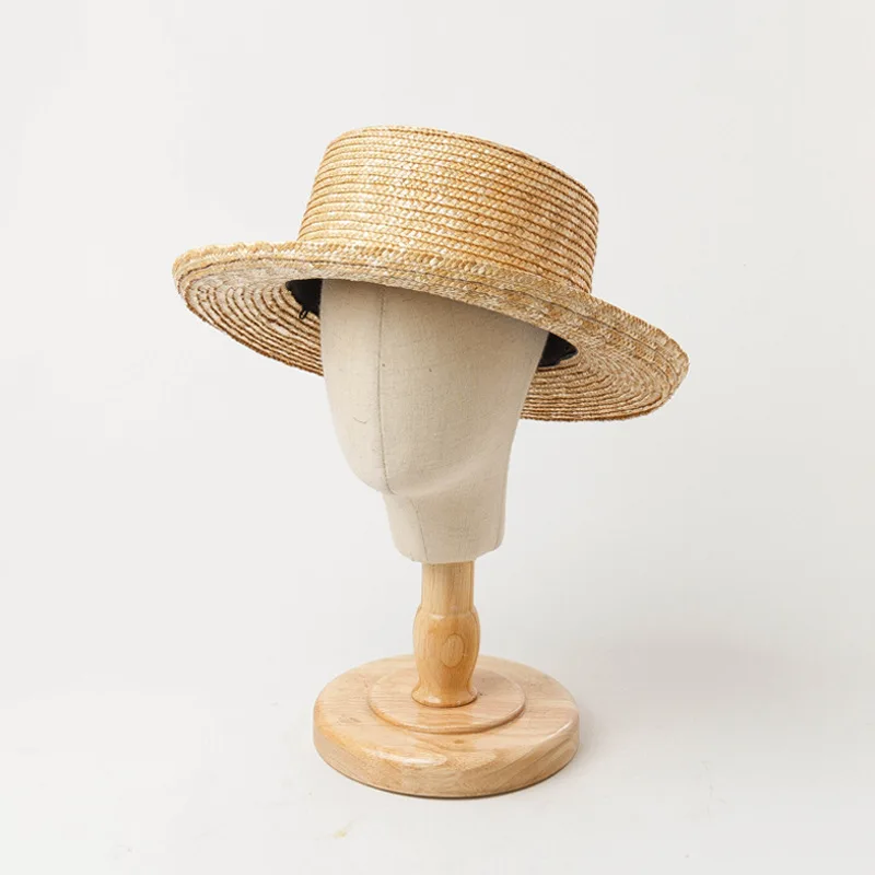 

X208 Children's Wide-brimmed Flat-topped Straw Hat Outdoor Holiday Sun Shade Straw Hat Baby Accessories Summer Cap