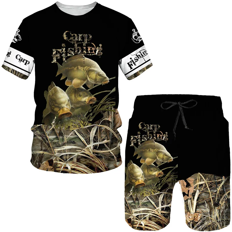 

Camo Carp Fishing 3D Print Men Women Tee/Shorts/Set Casual Harajuku Streetwear Tracksuit Outdoor Fishing Hunting Camping Clothes