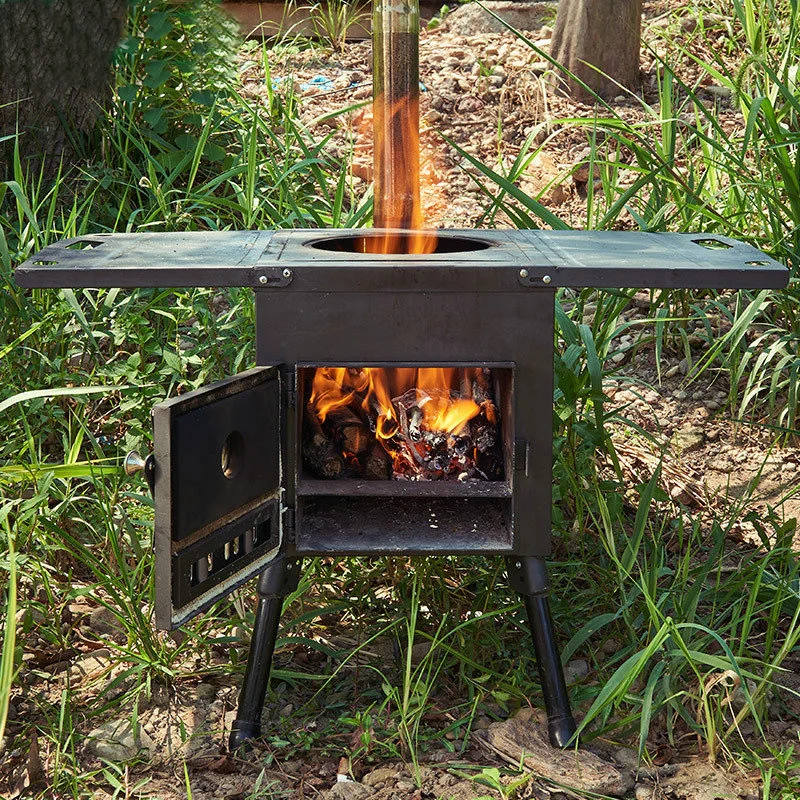Outdoor Wood Burning Camp Stove Portable with Chimney Pipe for Cooking  Camping Tent Hiking Fishing Backpacking - AliExpress