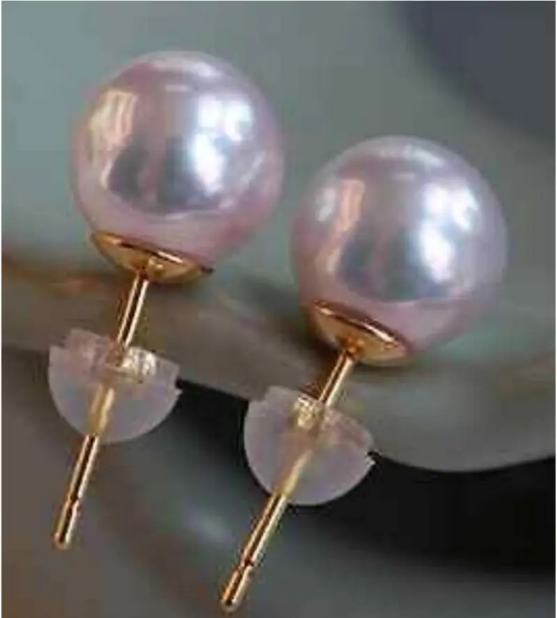 

Fine jewelry round top quality AAA 8-9mm natural Akoya white pearl earrings 18