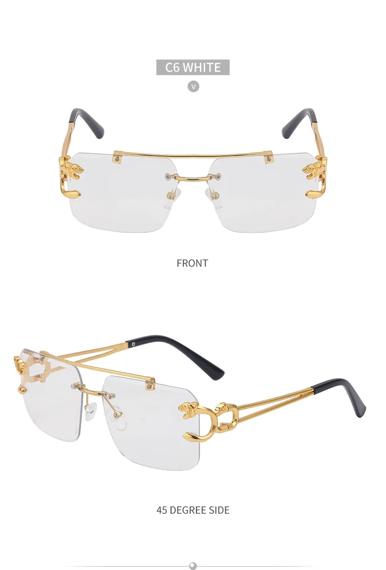 Mode metall leopard randlose sonnenbrille doppel brücken gradienten ozean film schattierungen uv400 – Detail 19