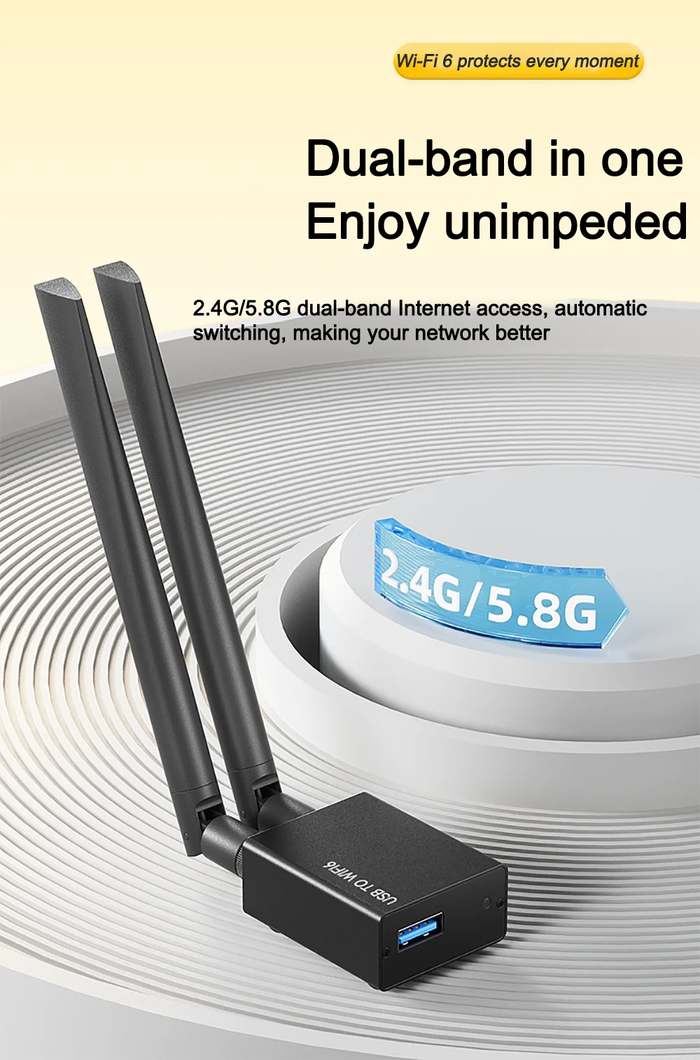 LinkPi 1200Mbps Wireless Network Card Desktop WiFi6 Gigabit 5G Dual-band Network
