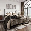 14'' Queen Size Metal Platform Bed Frame/Victorian Headboard and Footboard/Steel Slats Mattress Foundation for Storag 2