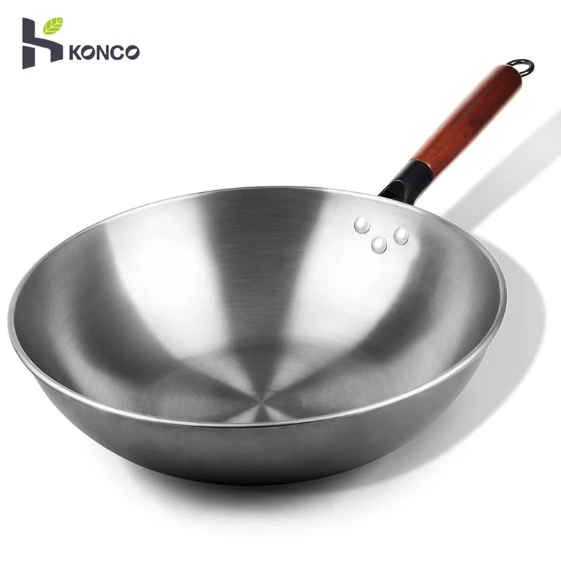 34cm Heavy Iron Wok Traditional Hand-forged Cast Iron Wok Non-stick Pan  Non-coating Gas Cooker Kitchen Cookware - AliExpress