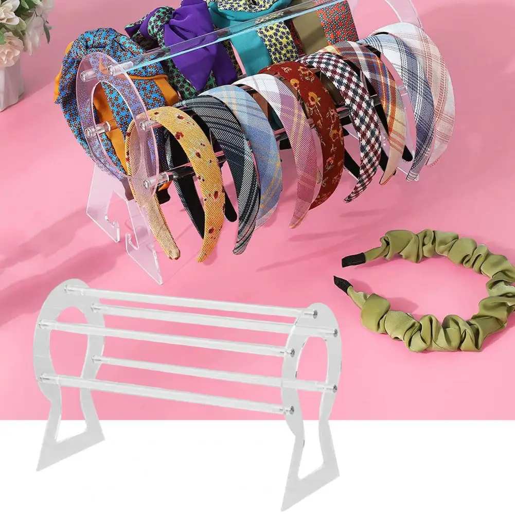 Headband Display Holder Heavy Duty Acrylic 5 Bars Detachable Transparent Hair Accessories Jewelry Organizer Stand Home Supplies random 1pc ins cartoon   cat card holder idol photo sleeve photocards acrylic protector case student stationery supplies