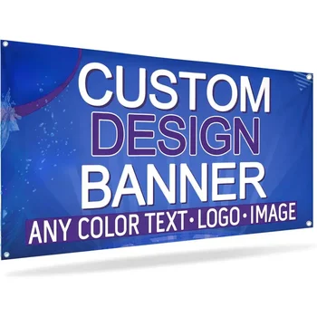 1p Custom Polyester Banner for Indoor & Outdoor Use - Banner with 4 Grommets, Many Sizes, Perfect for Home Decor 1
