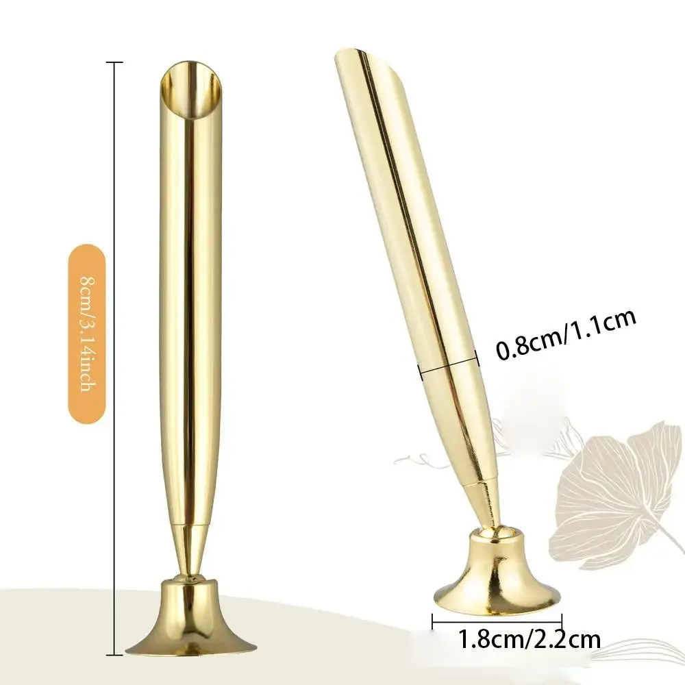 Pen Holder Rotating Gel Pen Holder Metal Stand Fixed Gold/Silver Table Pen Rack Base for Bank Hotel Counter Signature