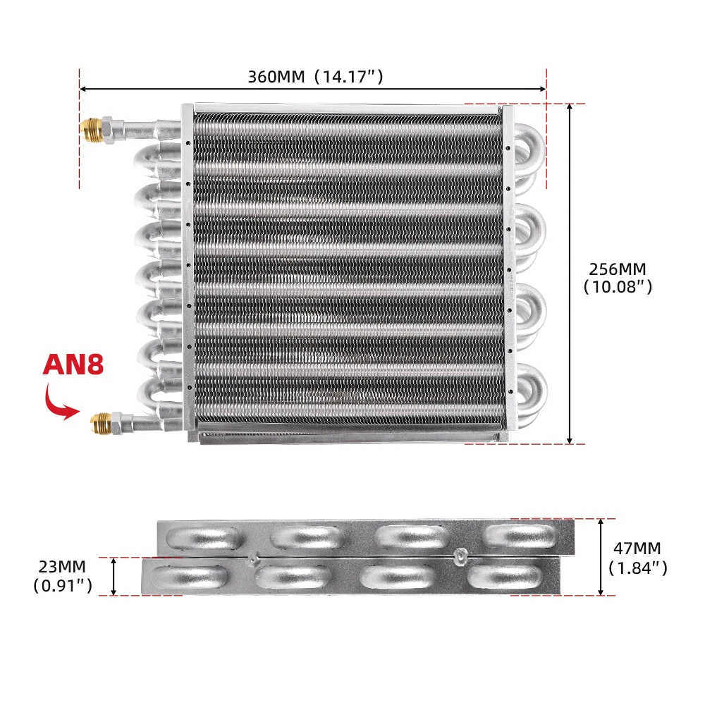 MUGE-New 15300 Fluid Cooler 16 Pass 16" Tube & Fin Electra-Cool Transmission Oil Cooler Core-AN8 OSA018