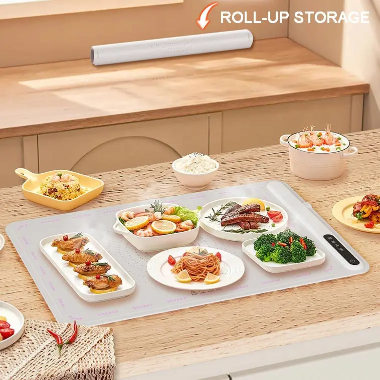 Fast Heating Food Electric Warming Tray Foldable Food Warmer Plate with  Adjustable Temperature Control Keeps Food Hot Constant M
