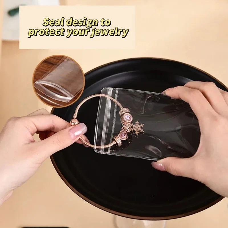 10-100 Stück Schmuck-Organizer-Beutel Transparente PVC Anti-Oxidations-Schmuckbeutel für Ohrringe, Anhänger, Halsketten und Armbänder – Detail 7