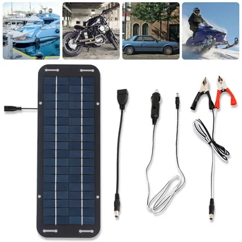 Set 30W Solar Panel 12V Trickle Charger Battery Charger Kit With Double-Headed Clip And USB Female Cable Maintainer Boat Car RV 1