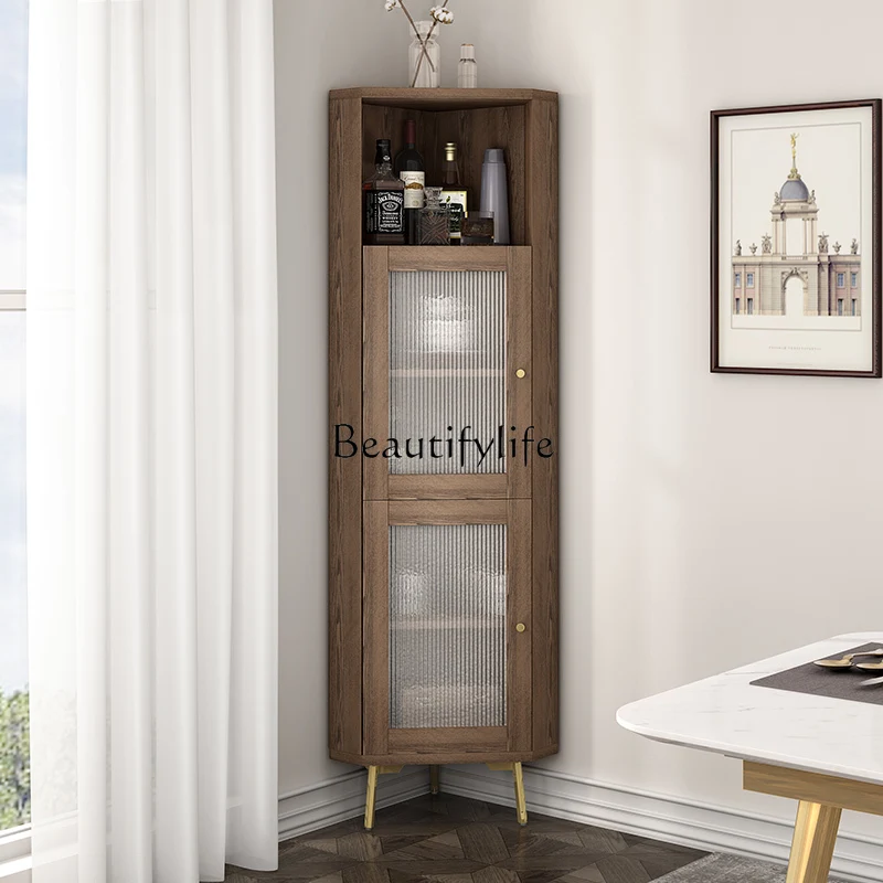 

American Minimalist Dining Room Locker with Glass Dustproof Triangle Study Small Corner Cabinet Bedroom Cabinet