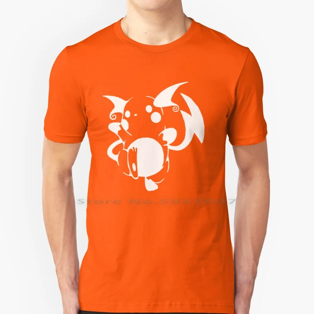 Raichu White T Shirt 100% Cotone Bianco E Nero Minimal Raichu Big Size 6Xl Tee Gift Fashion