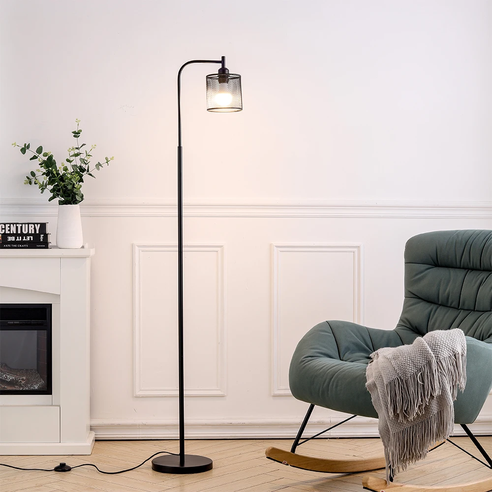 Voltsify Industrial Metal Floor Light with Mesh Lampshade