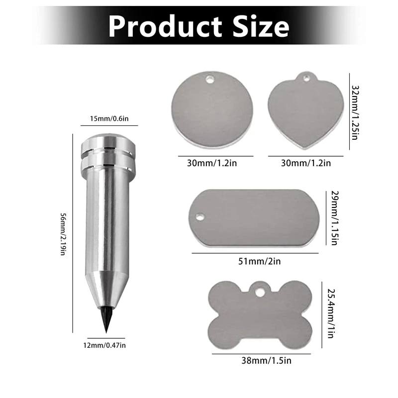 Engraving Tip, Etching/Engraving Tool With 16Pcs Metal Stamping Blanks Engraving Precision Tip DIY Tool Compatible router woodworking