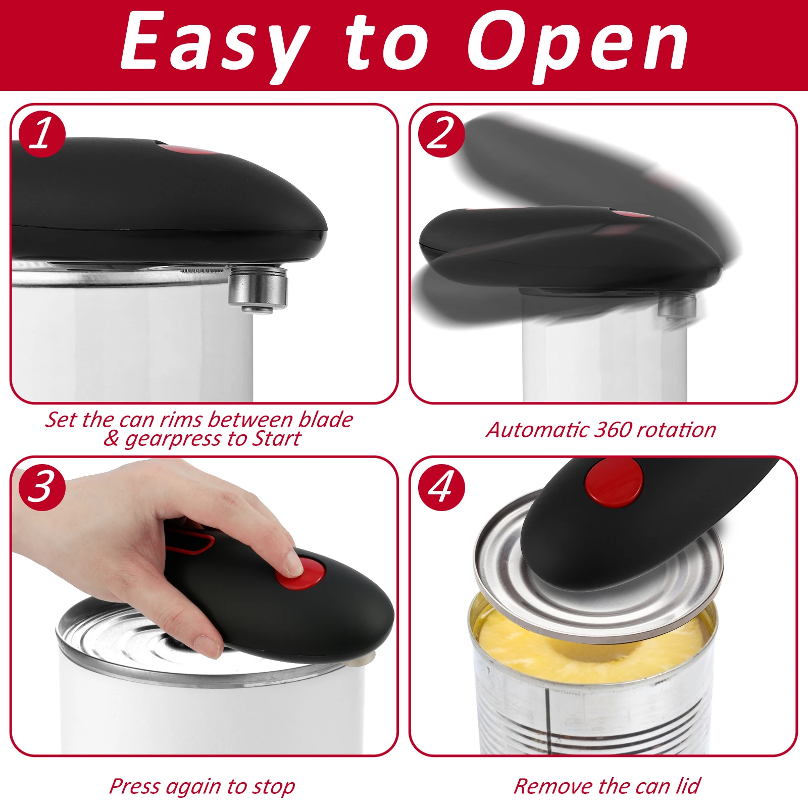 Electric Automatic Can Opener Safe One-Touch Operation Can Opener