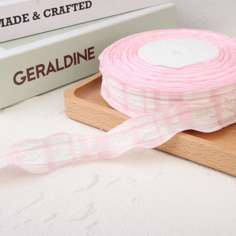 Plaid Wavy Edge Lace Cotton Ribbon