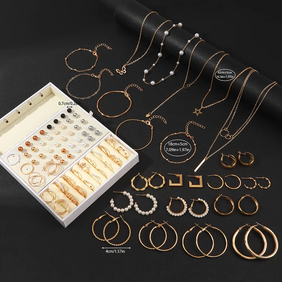 92Pcs Women's Fashion Jewelry Set Contain Hoop Ear...