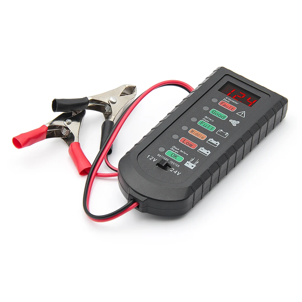 12V 24V Car Battery Tester Alternator Tester LED Display Automotive Battery Checker Analyzer Auto Repair Multifunctional
