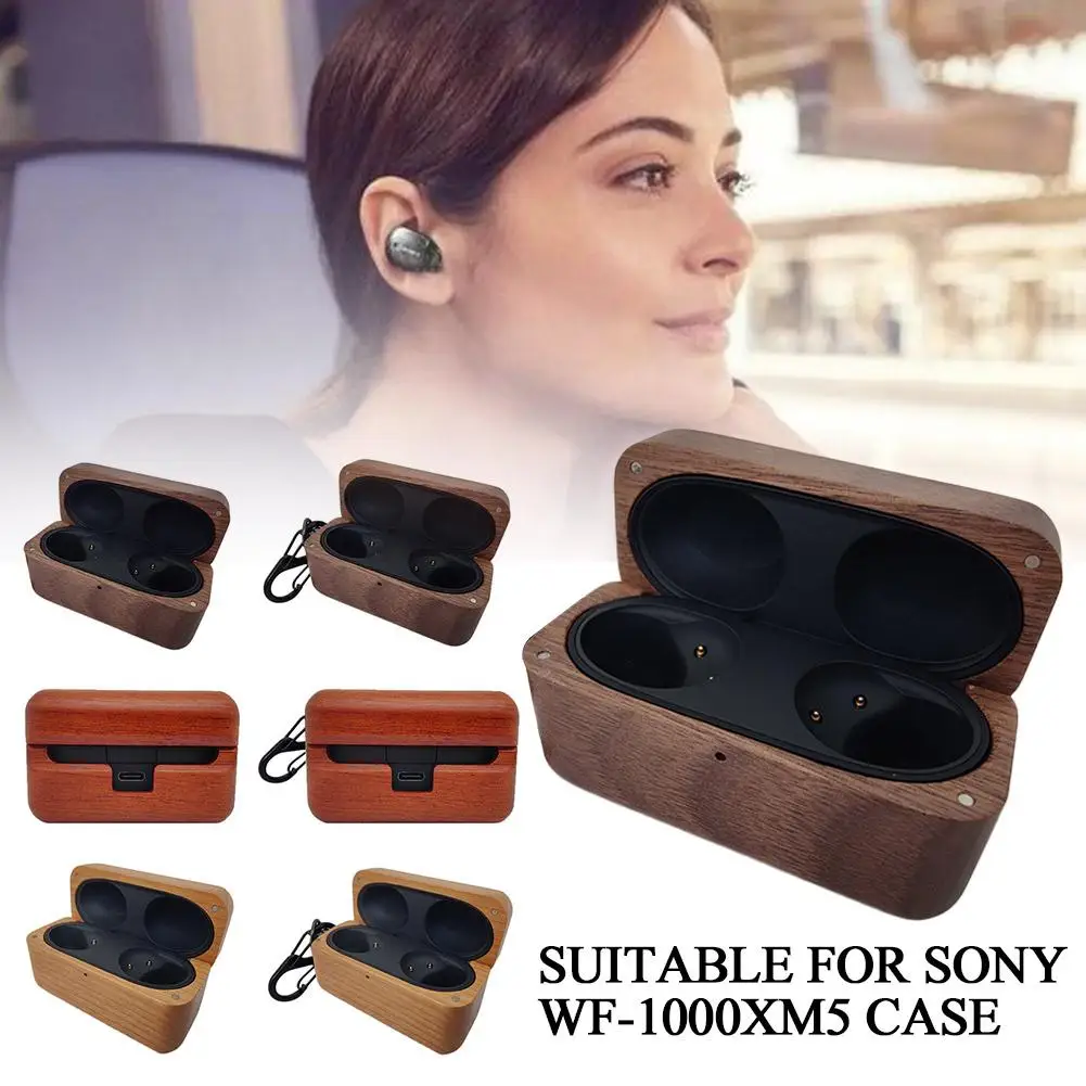 

Wooden Earphone Shell for sony WF-1000XM5 Headphone Hard Shell Wireless Earphone Protective Cover for sony Wf-1000xm5 With F4S7