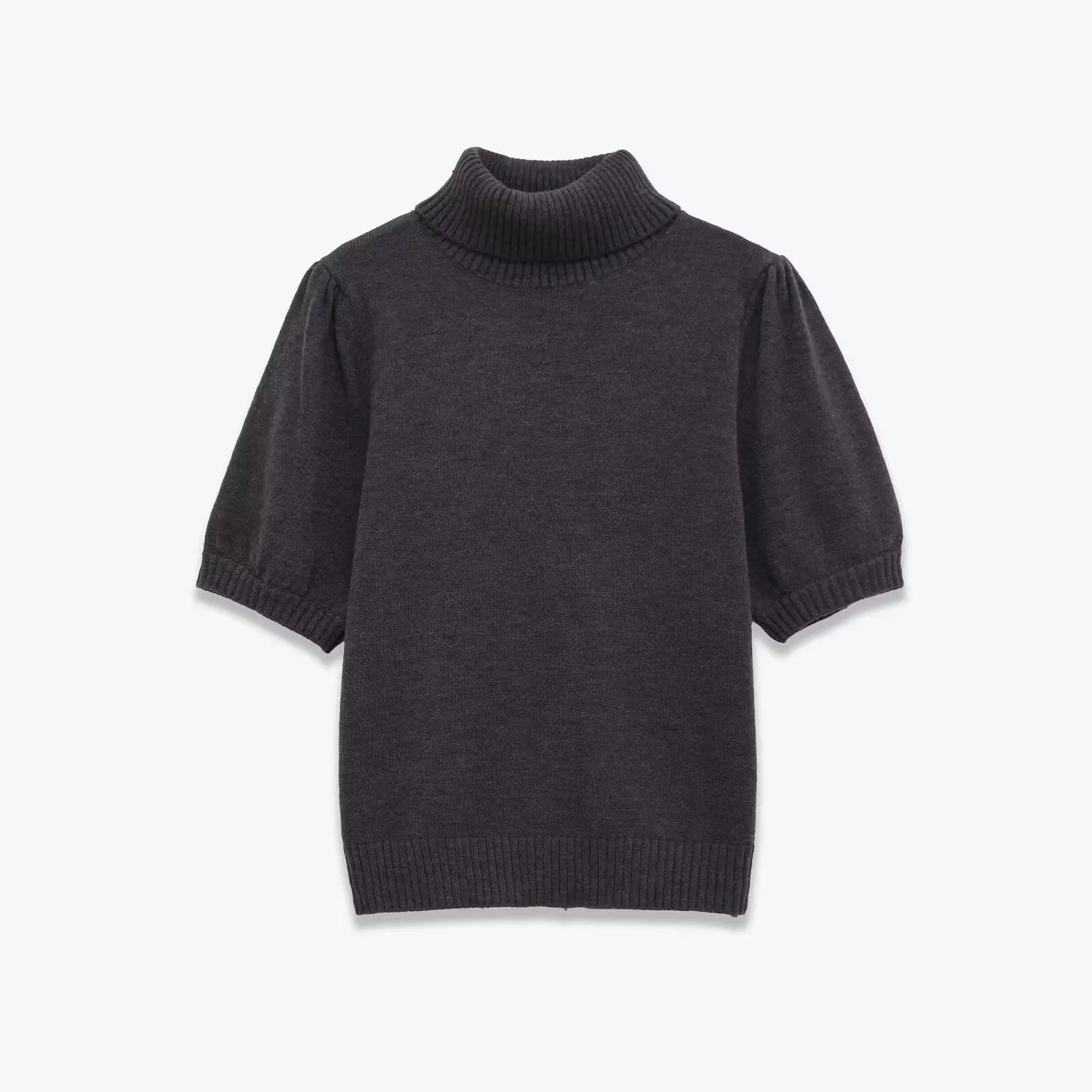 HH Winter Damen Mode Warmer Bubble Rollkragenpullover Kurzarm Streetwear Einfarbig 2-Farbig Elastischer Strickpullover – Detail 3