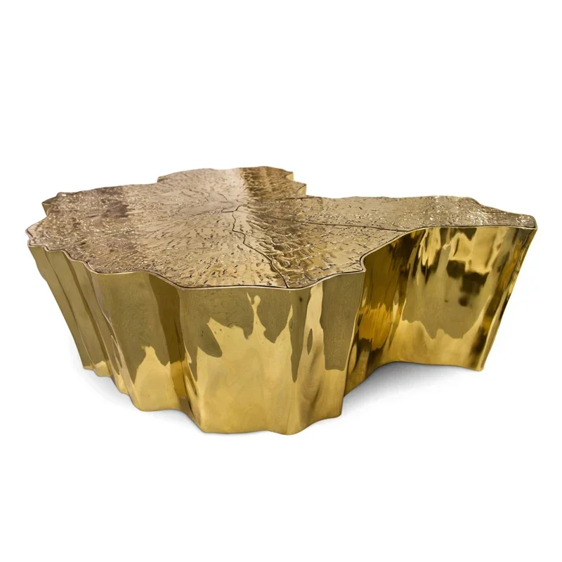 

Индивидуальный простой современный чайный столик, маленький домашний боковой столик из нержавеющей стали с неровным корнем, для образцов комнаты, семейный роскошный чайный столик