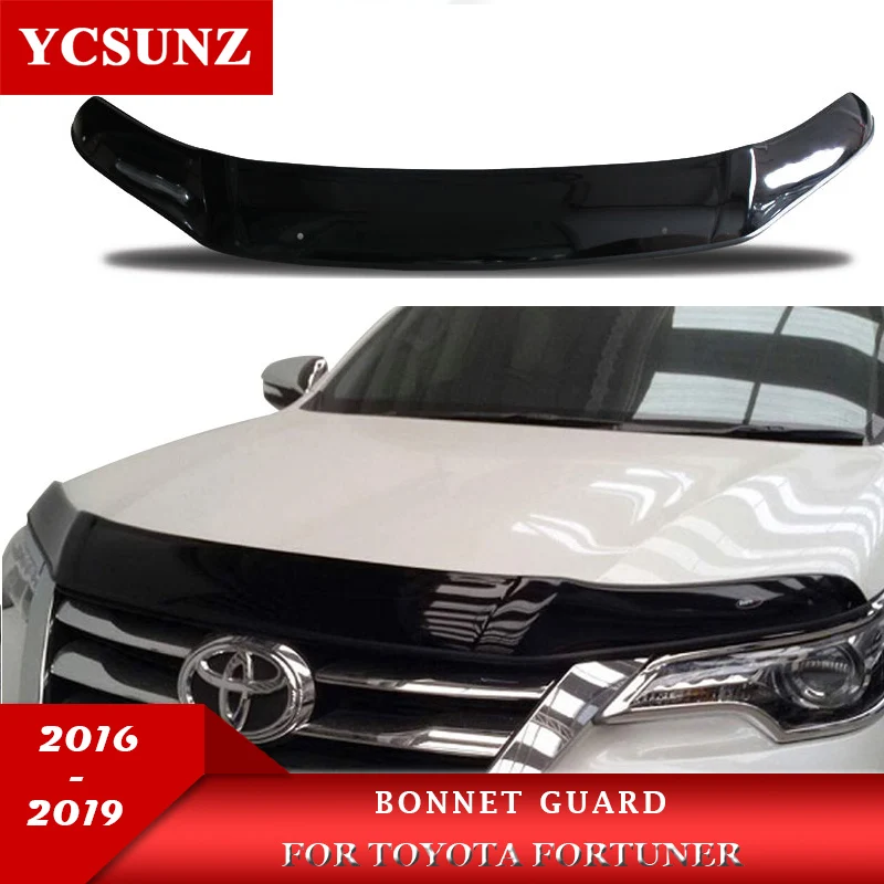 

Black Bonnet Protector Hood Guard For Toyota Fortuner sw4 2016 2017 2018 2019 Acrylic Front Bug Shield Car Accessories