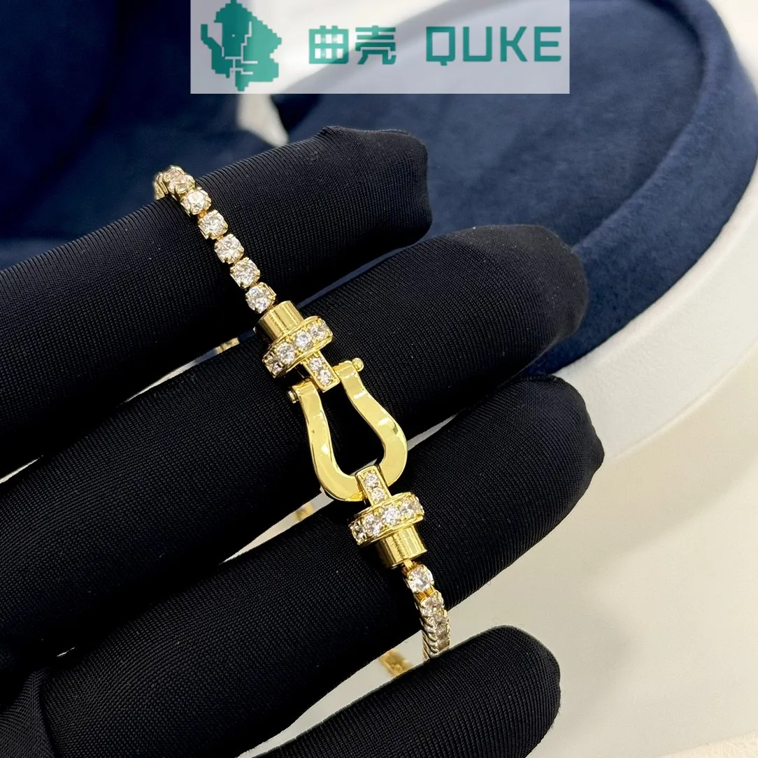 

European and American New Light Luxury Fashion Horseshoe Buckle Style Diamond Bracelet for Women