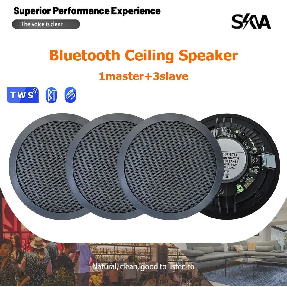 1+3 Dustproof Smart Built In Digital Class D Amplifier Bluetooth Ceiling Speaker 10W 6inch Active Loudspeaker for Indoor Audio