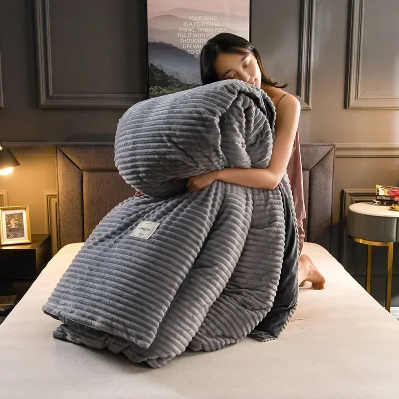 

Luxury Magic Velvet Duvet Cover Modern Winter Warm Thicken Coral Fleece Quilt Cover Bedding Set Grey Twin Queen King Duvet Cover