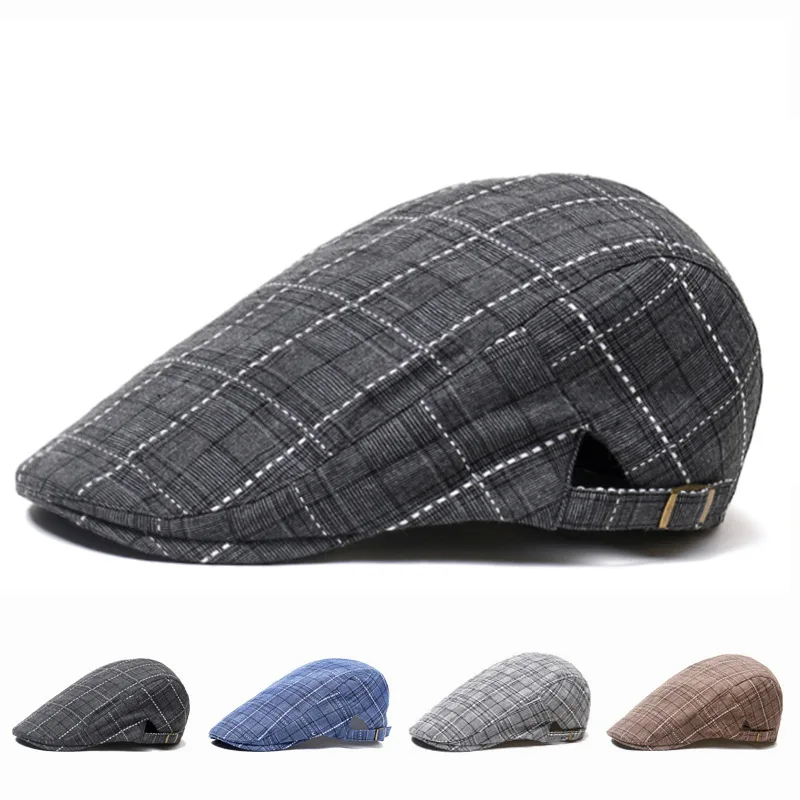 Men Women Beret Linen Newsboy Cap Herringbone Breathable Summer Gatsby Ivy Cabbie Driving Hunting Hat beret hat