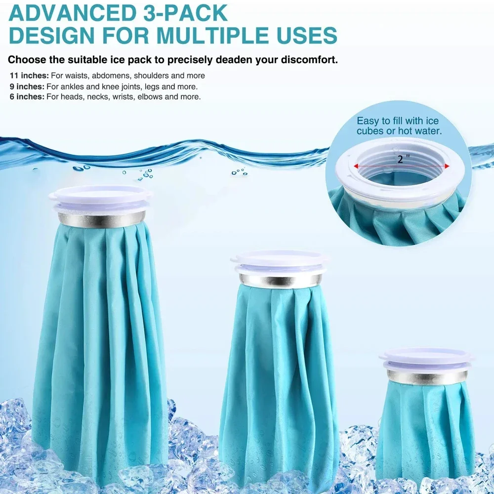 Ice Bag Packs Injuries Reusable Ice Bags Hot & Cold Therapy Pain Relief Knee Leg Injury No-Leak Waterproof Bag