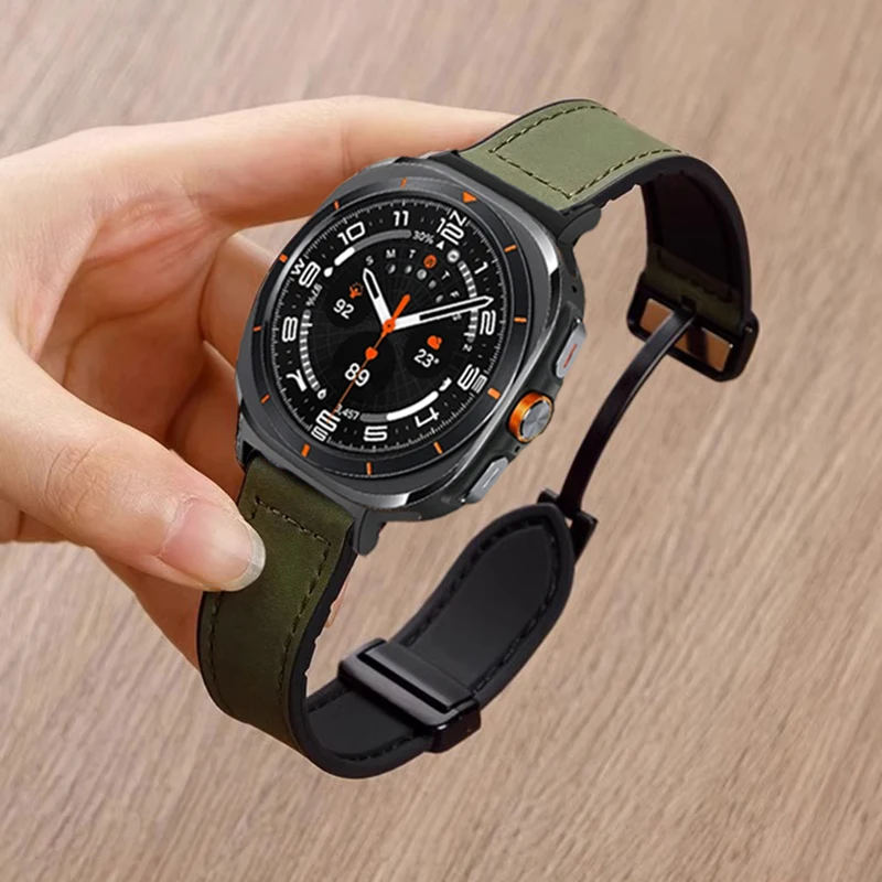 Premium Magnetic Leather Silicone Strap - Men's Sports Bracelet