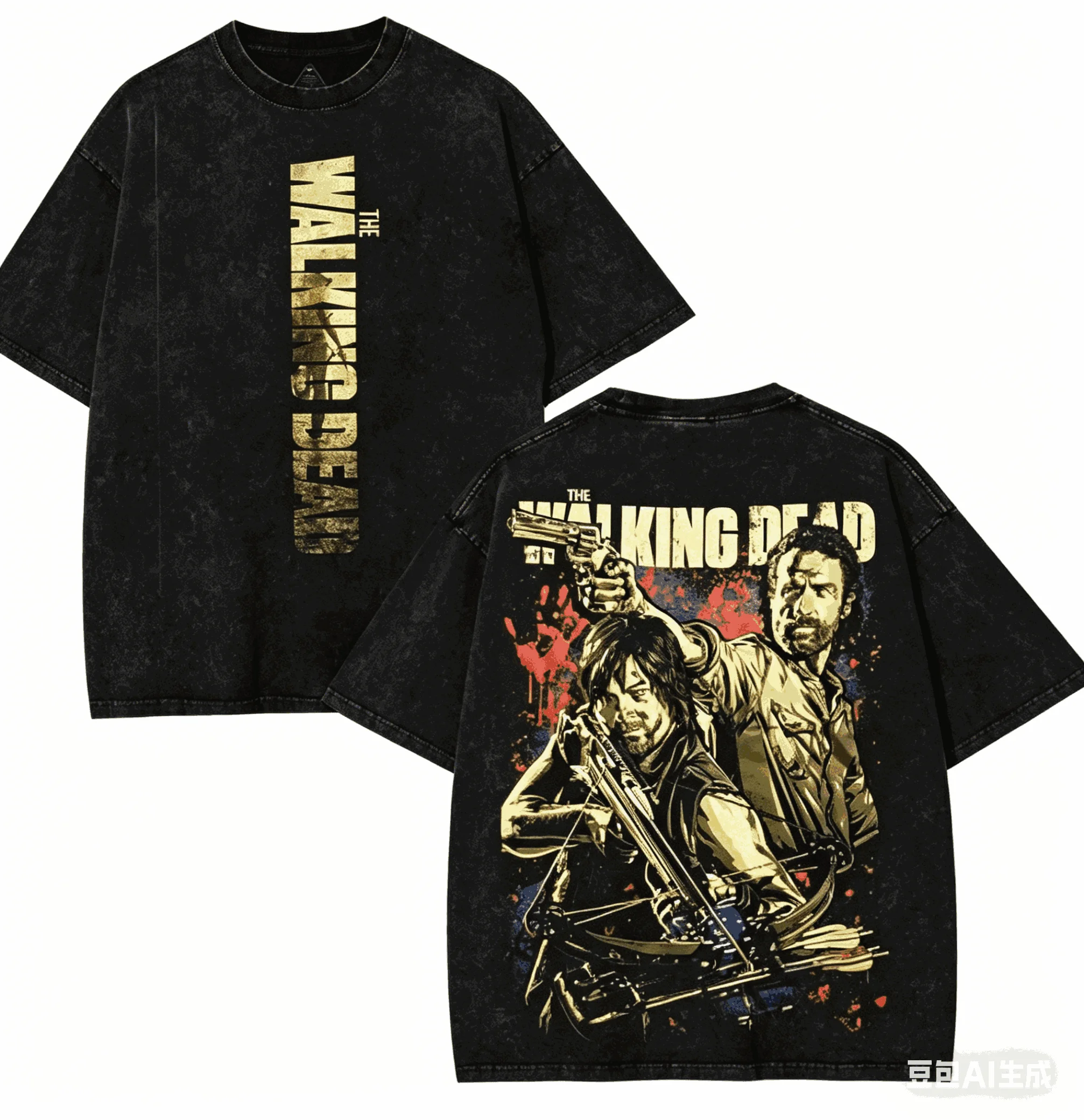 The Walking Dead Washed T-Shirt 2026 Neues Modell Persönlichkeitskleidung Hemd Ganzjährige Kleidung Retro Mode Vintage Loose Couples