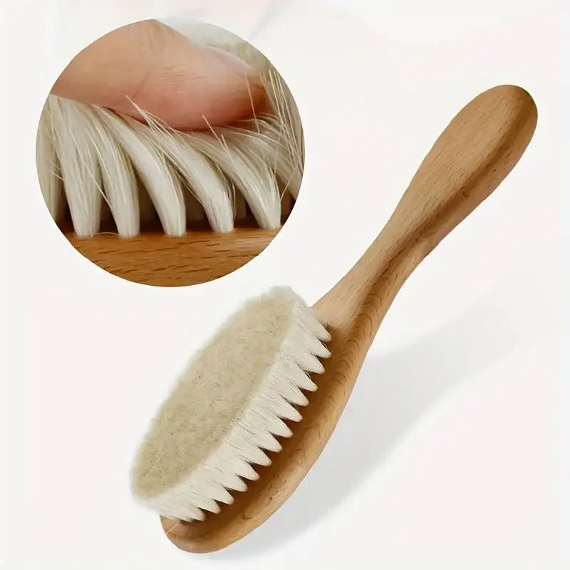 2pcs Baby Care Hair Brush Beech Soft Wool Wood Comb Newborn Massager Comb Baby Shower And Gift Sleeping Soothing Bedding hair comb curly hair brush hair styling tools hair brush comb hair comb set wooden handle brush