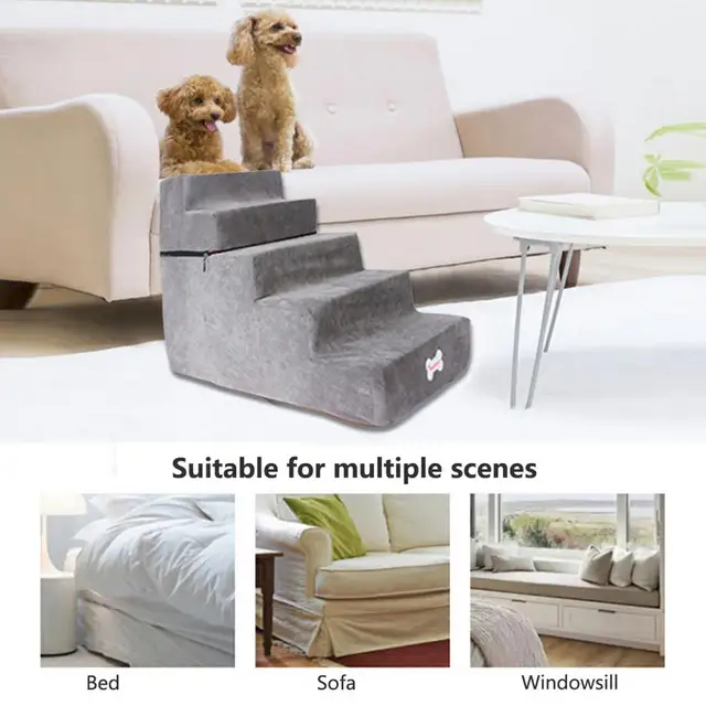 Scaletta Per Cani Nobleza 5 Gradini Con Rullo Antipelucchi - Rampa Per Letti E Divani Per Cani Di Piccola Taglia - Foto 5