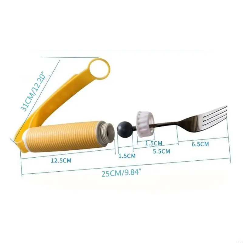 4X7A Elderly Utensil Disabled Patient Easy Grip Eating Aids Spoon Fork Stainless Steel Removable Flexible Rotating Non