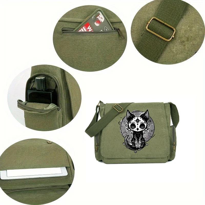 Frightened Cat Women's Shoulder Crossbody Bags Large Capacity Vintage Messenger Bag Daily Commuting