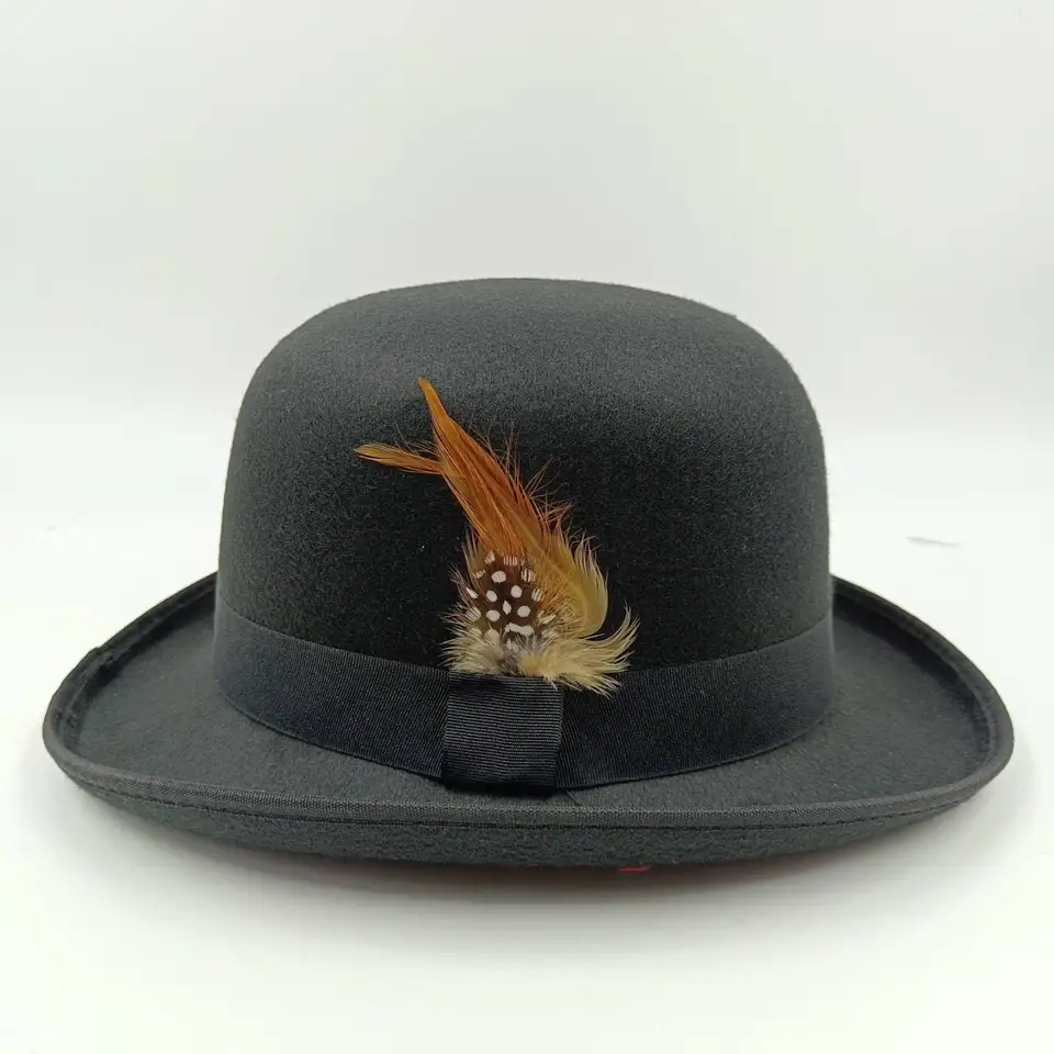 EOZY Bowler Hüte Für Männer & Frauen - Vintage Derby Fedora Hut Mit Abnehmbarer Feder