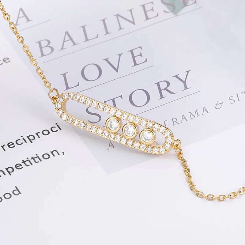 Bracelet G&D Arab Design 3 Dot Beads Bar Charm Pave AAA Zircon Stainless Steel for Women Luxury Jewelry